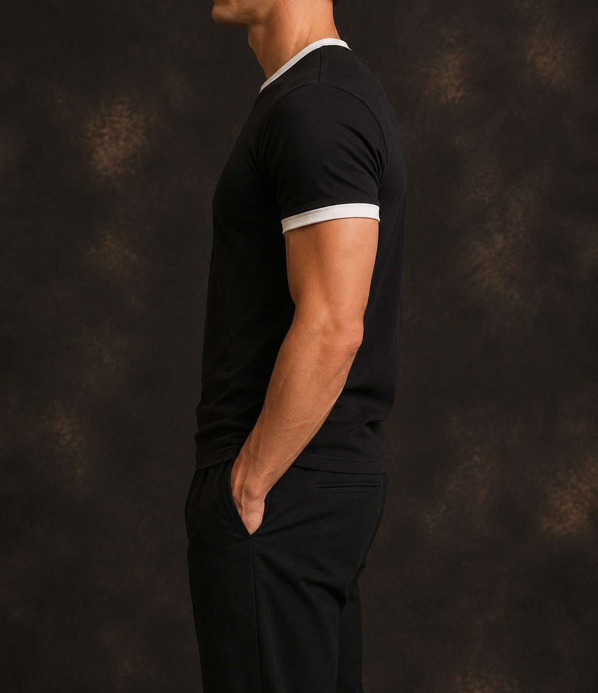 Premium Black × White Ringer T-shirt