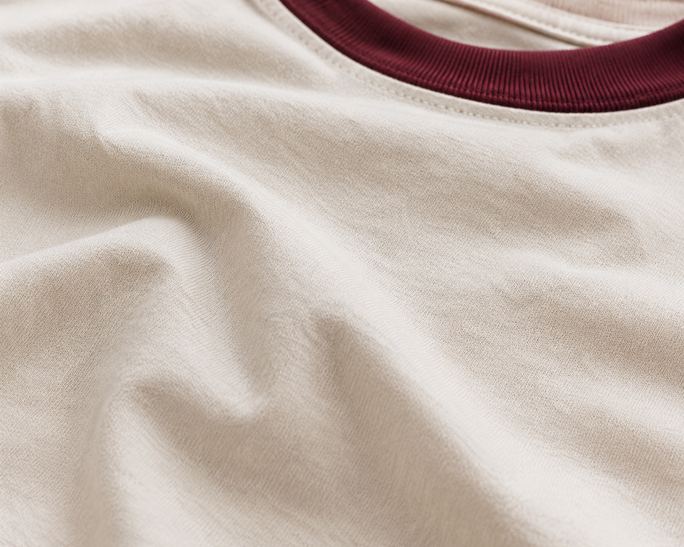 Premium Off-White × Maroon Ringer T-shirt