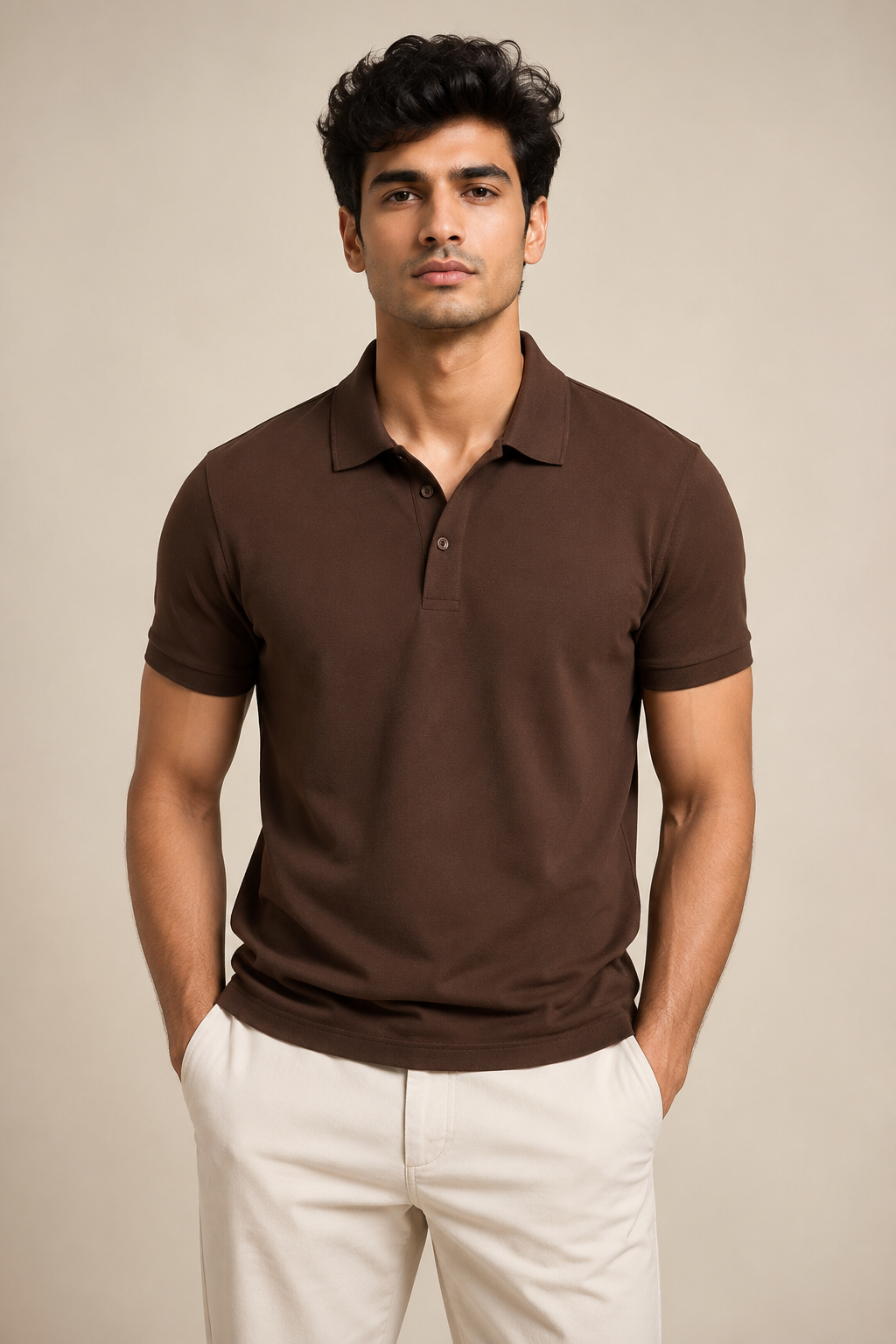 Polo T-Shirts Men Coffee Brown