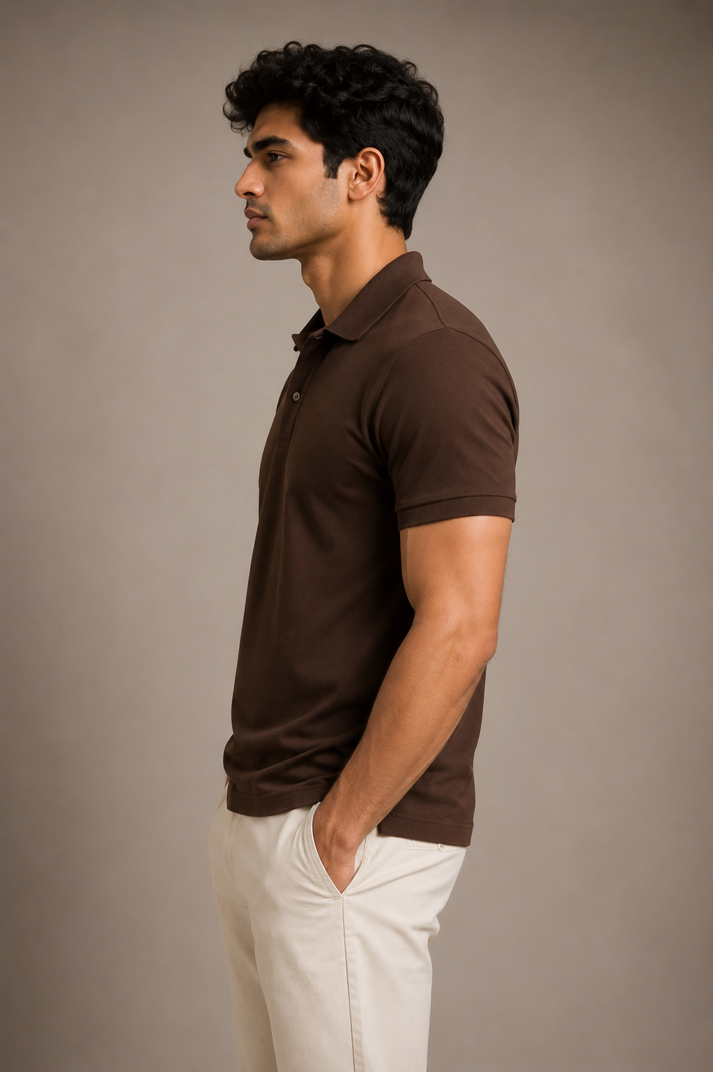Polo T-Shirts Men Coffee Brown