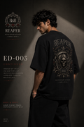 Unisex Terry Oversized T-shirt by Hide & Hype featuring Reaper graphic design in streetwear style.