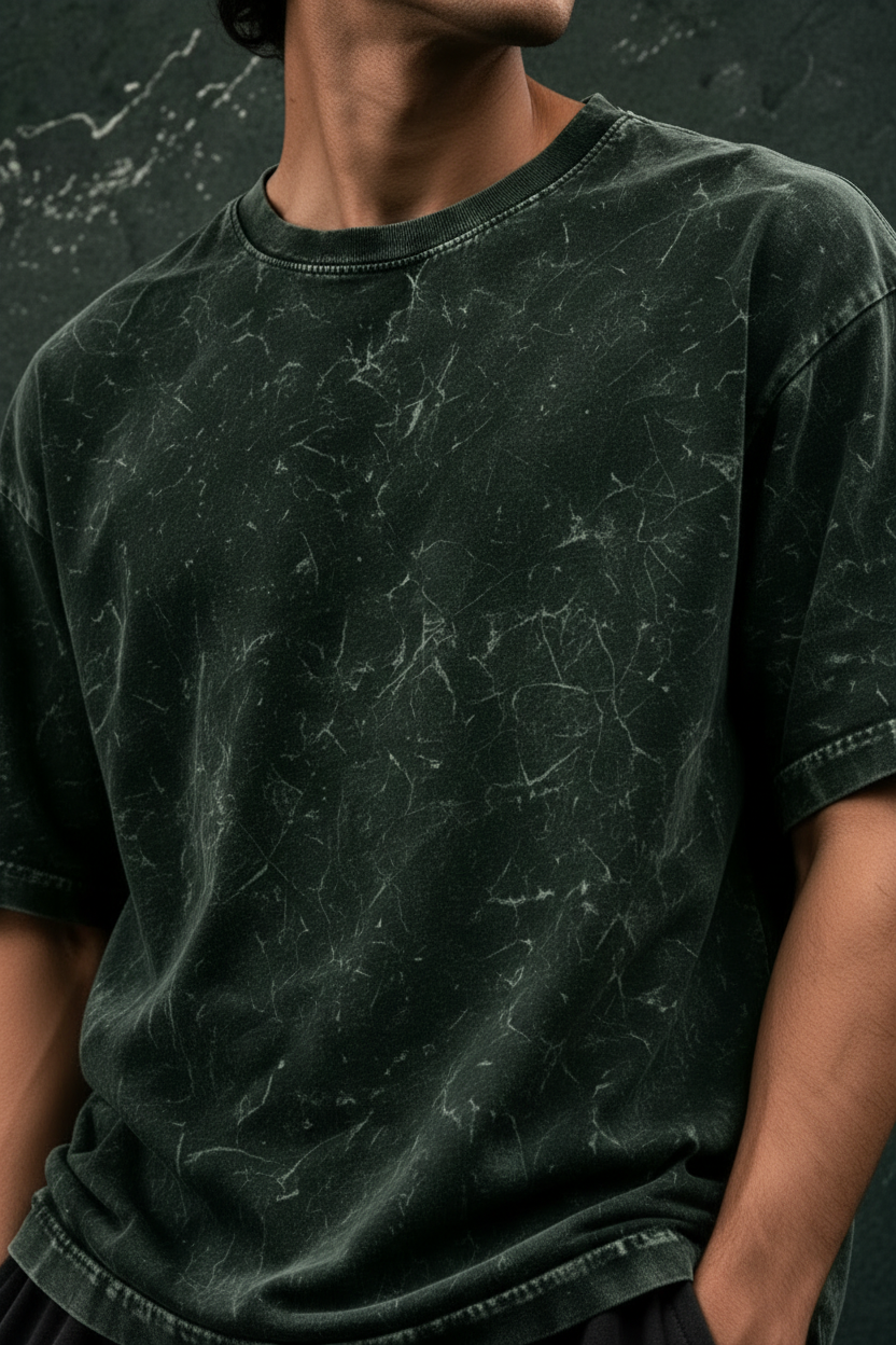 Unisex bottle green acid wash co-ord set with matching t-shirt and sweatpants from Hide & Hype, casual and stylish activewear.