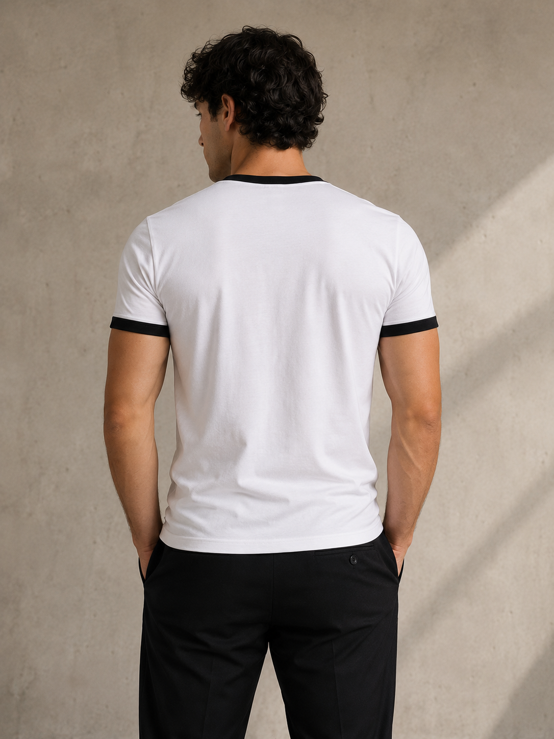Premium White × Black Ringer T-shirt