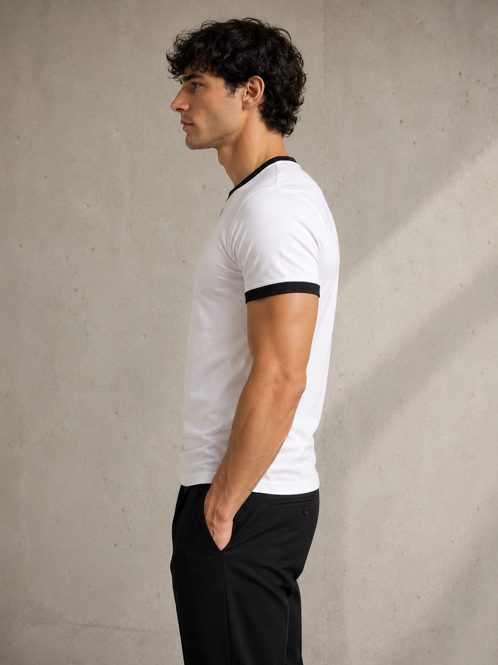 Premium White × Black Ringer T-shirt