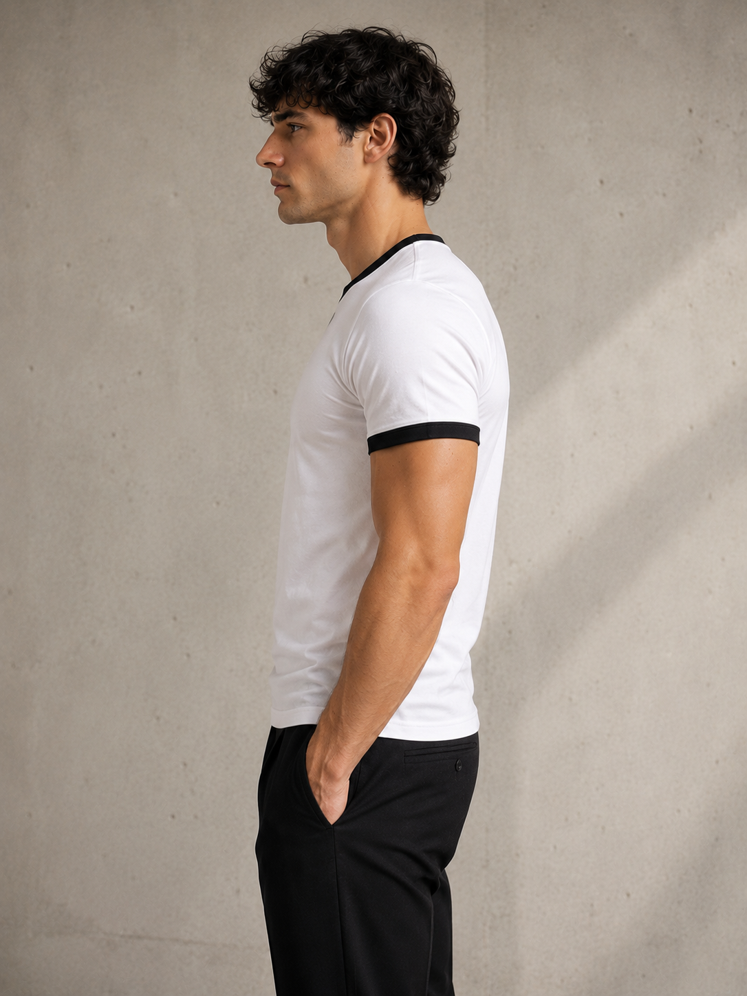 Premium White × Black Ringer T-shirt